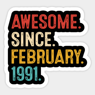 vintage february 1991 birthday Sticker